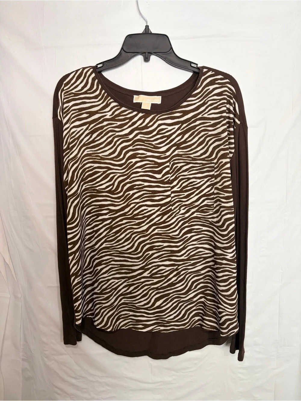 Michael Kors Brown and Cream Zebra-Print Top
